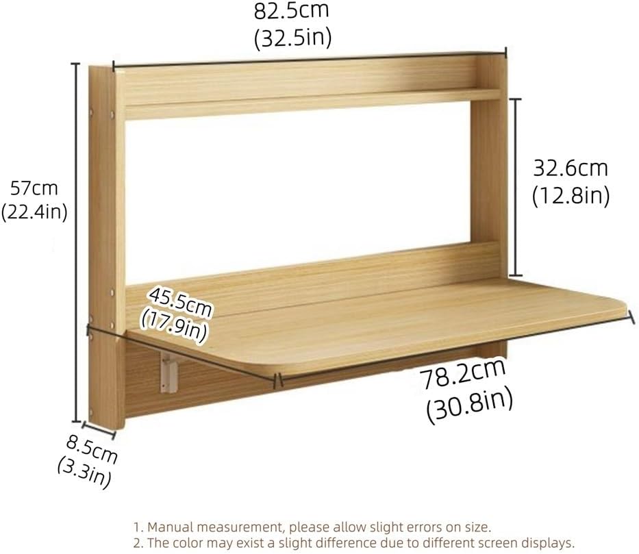 Wall Mount Foldable Desk with Bookshelf