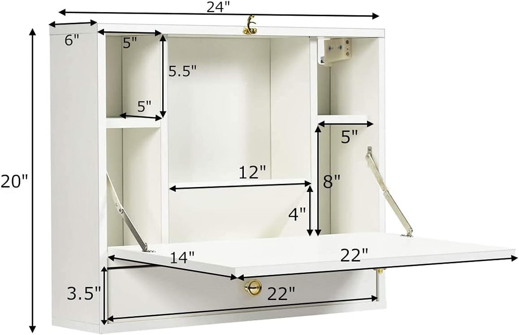 Wall Mount Folding Desk with Storage