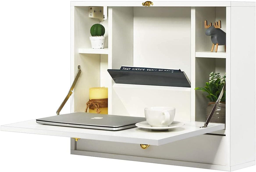 Wall Mount Folding Desk with Storage
