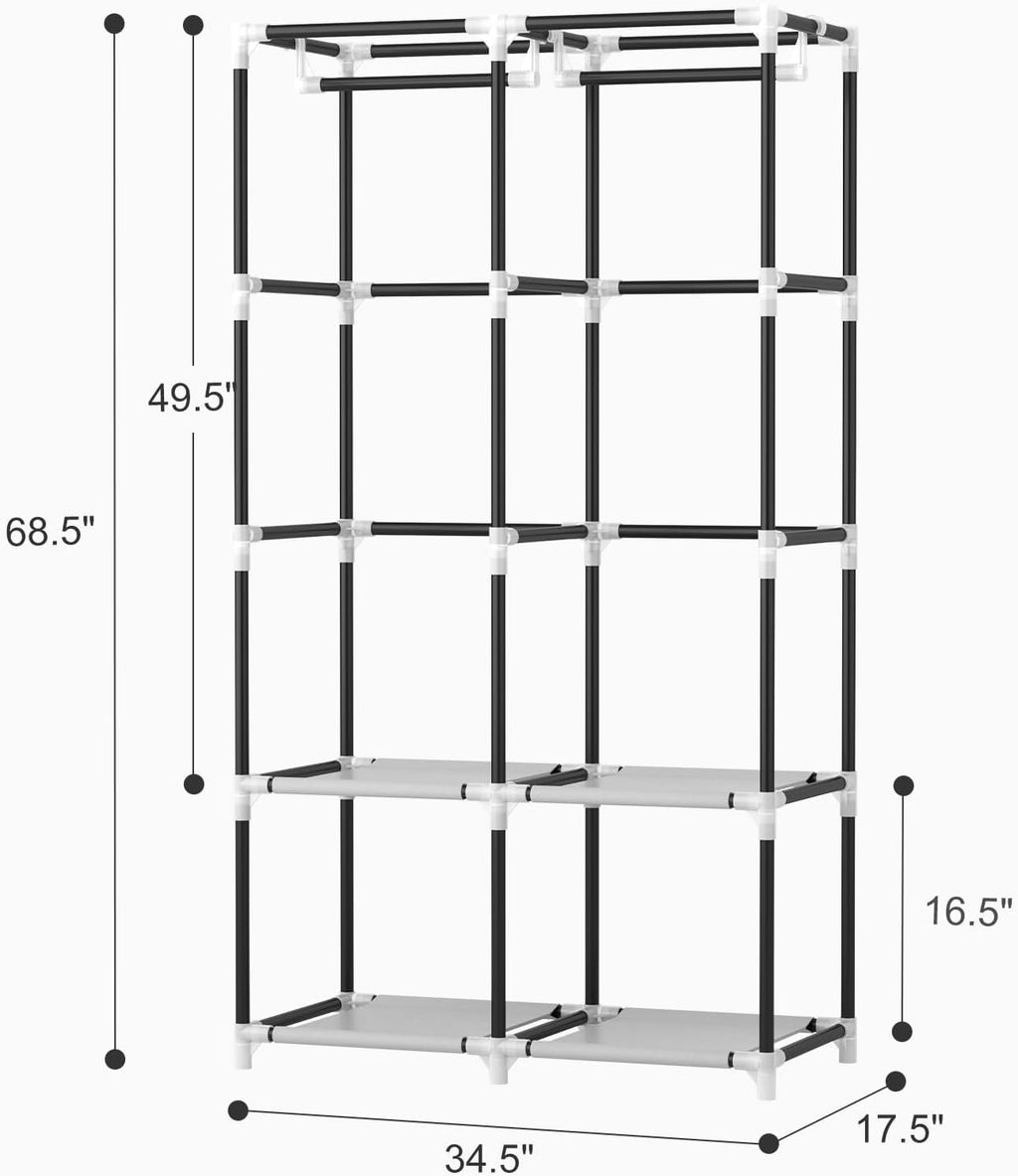 Covered Wardrobe Closet with Side Pockets
