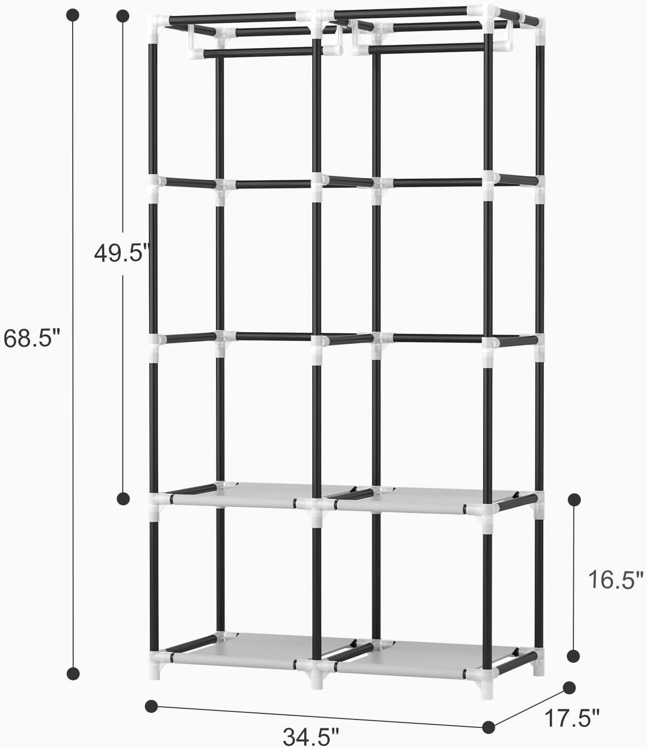 Covered Wardrobe Closet with Side Pockets