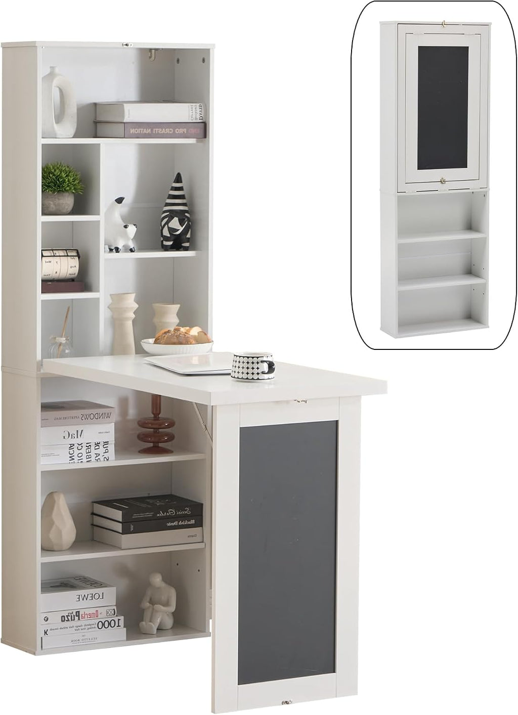Wall Mount Murphy Desk with Blackboard White