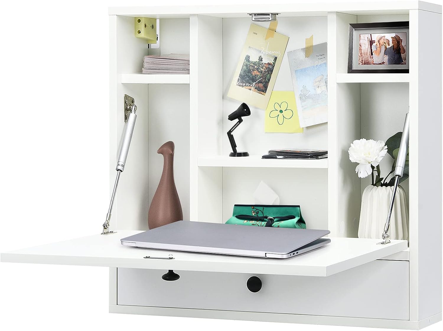 Wall Mount Fold Desk with Drawer White