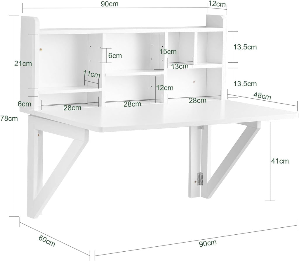 Wall Mount Drop-Leaf Desk White