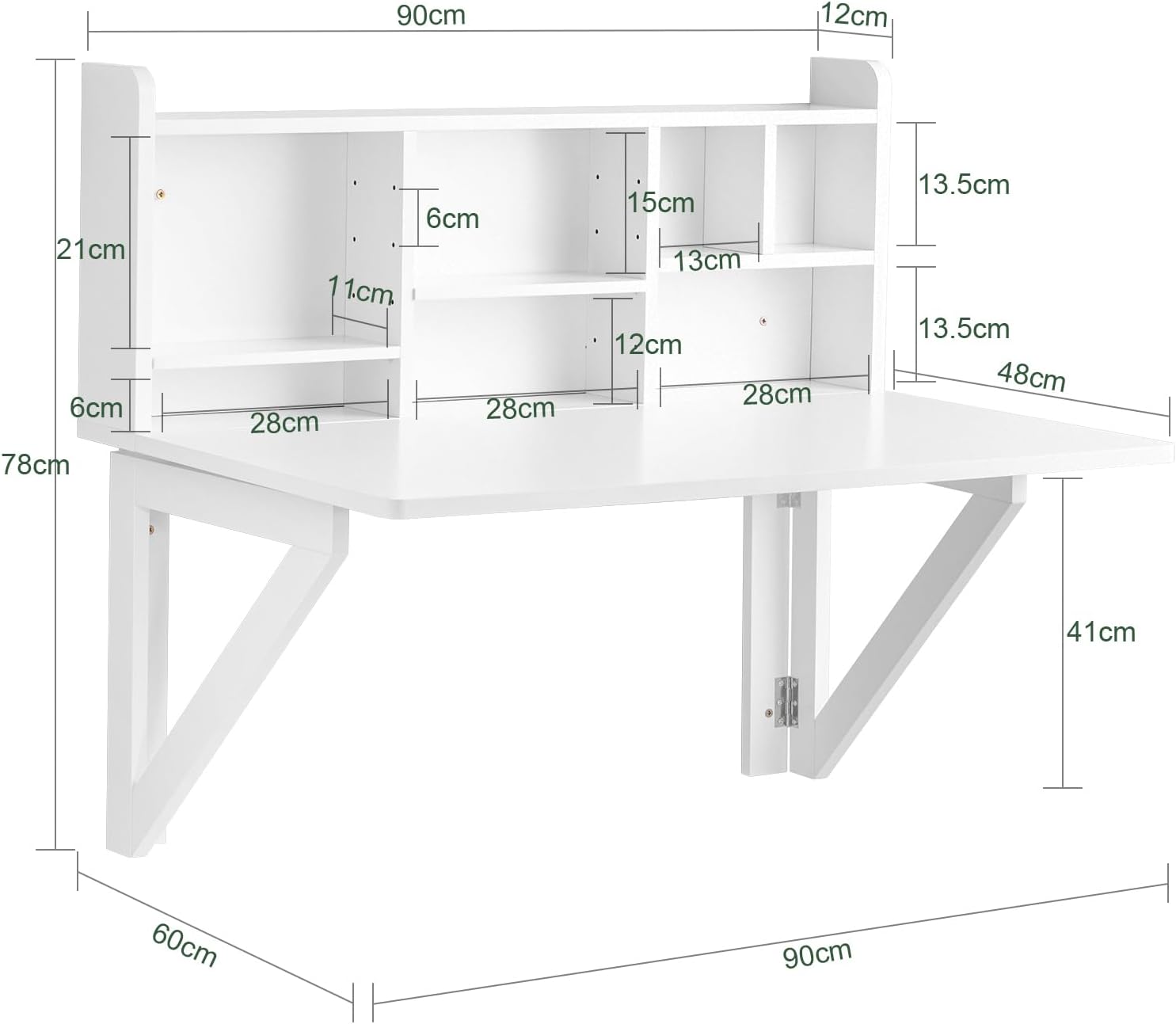 Wall Mount Drop-Leaf Desk White