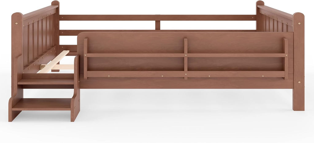 Queen Bed with Stairs Natural