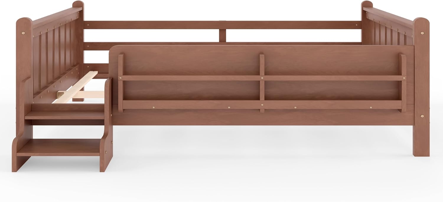 Queen Bed with Stairs Natural