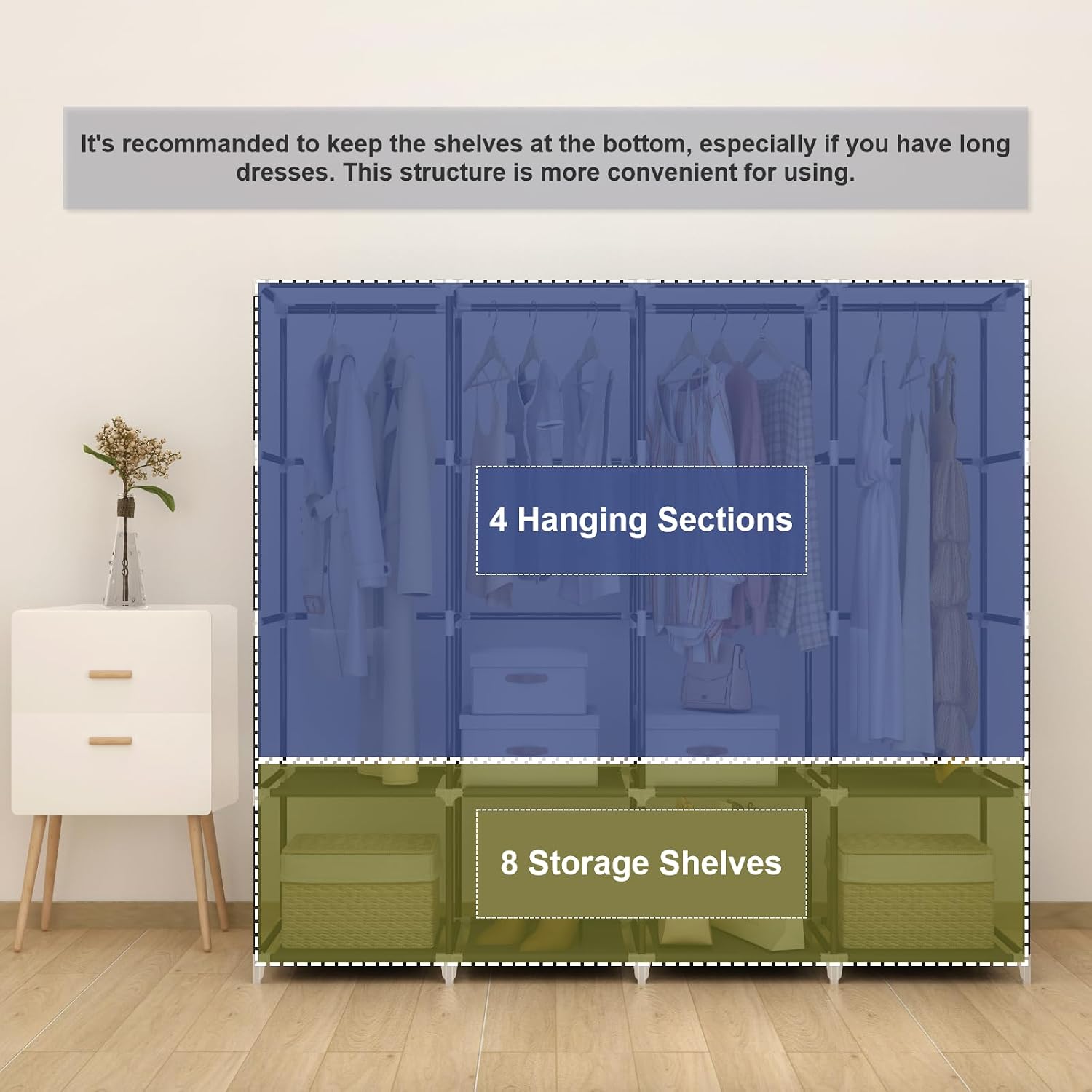 Portable Fabric Wardrobe Closet Black