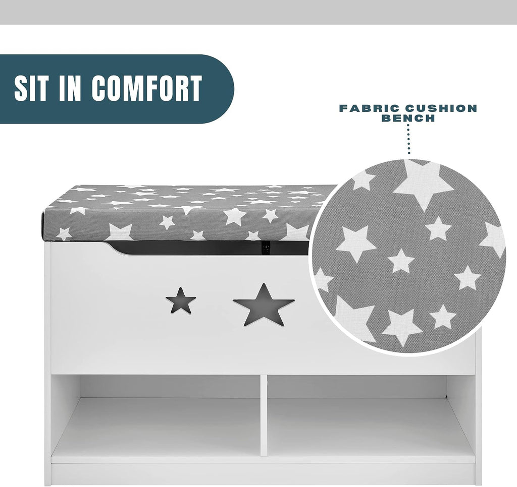 Kids Toy Storage Bench with Cushion