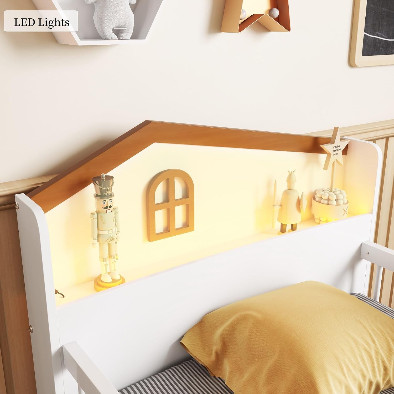 Twin House Daybed with LED & Drawers White