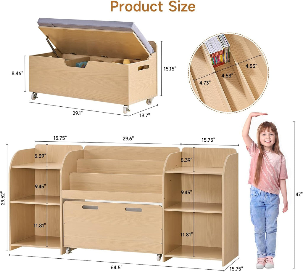 Kids Reading Nook Toy Storage Bench