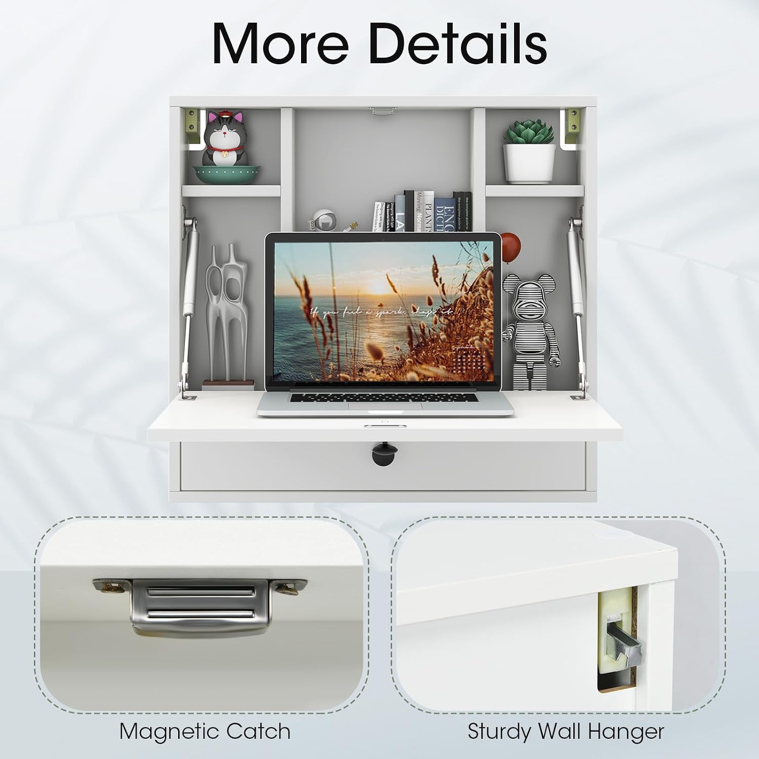 Floating Fold Wall Desk with Drawer White