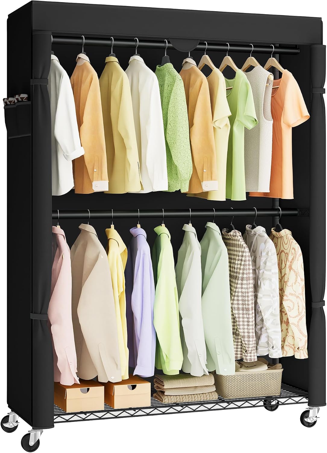 Rolling Garment Rack with Fabric Cover