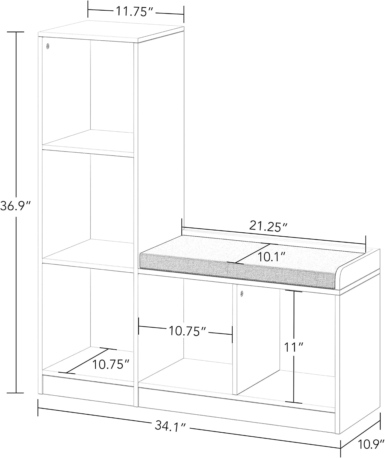 Kids Cubby Reading Bench with Cushion