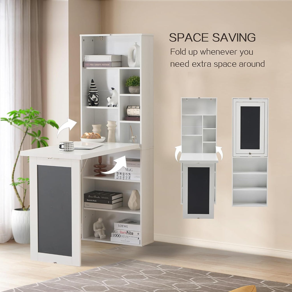 Wall Mount Murphy Desk with Blackboard White