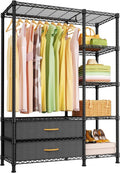 Garment Rack with Fabric Drawers Black