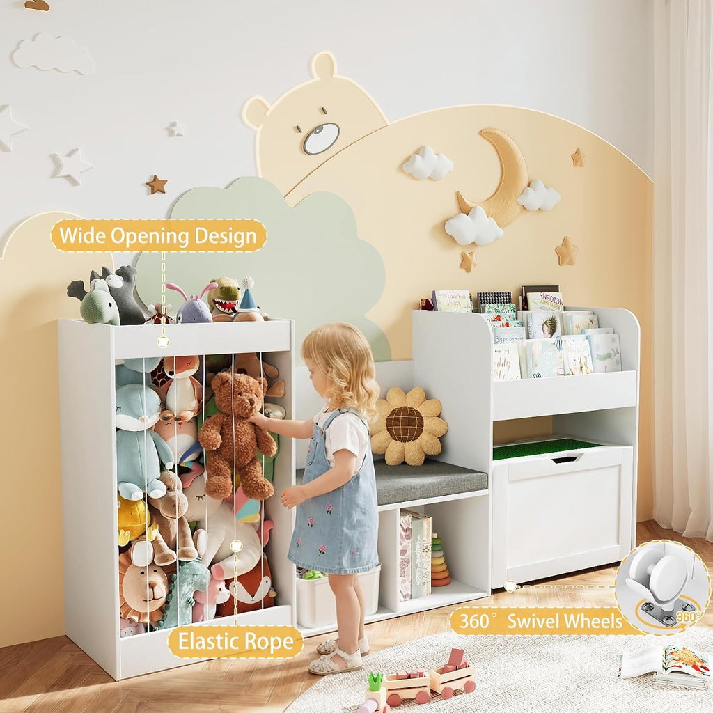 Kids Reading Nook Storage Bench White