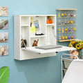 Pneumatic Wall Mount Desk with Drawer White
