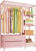 Garment Rack with Fabric Drawers Pink