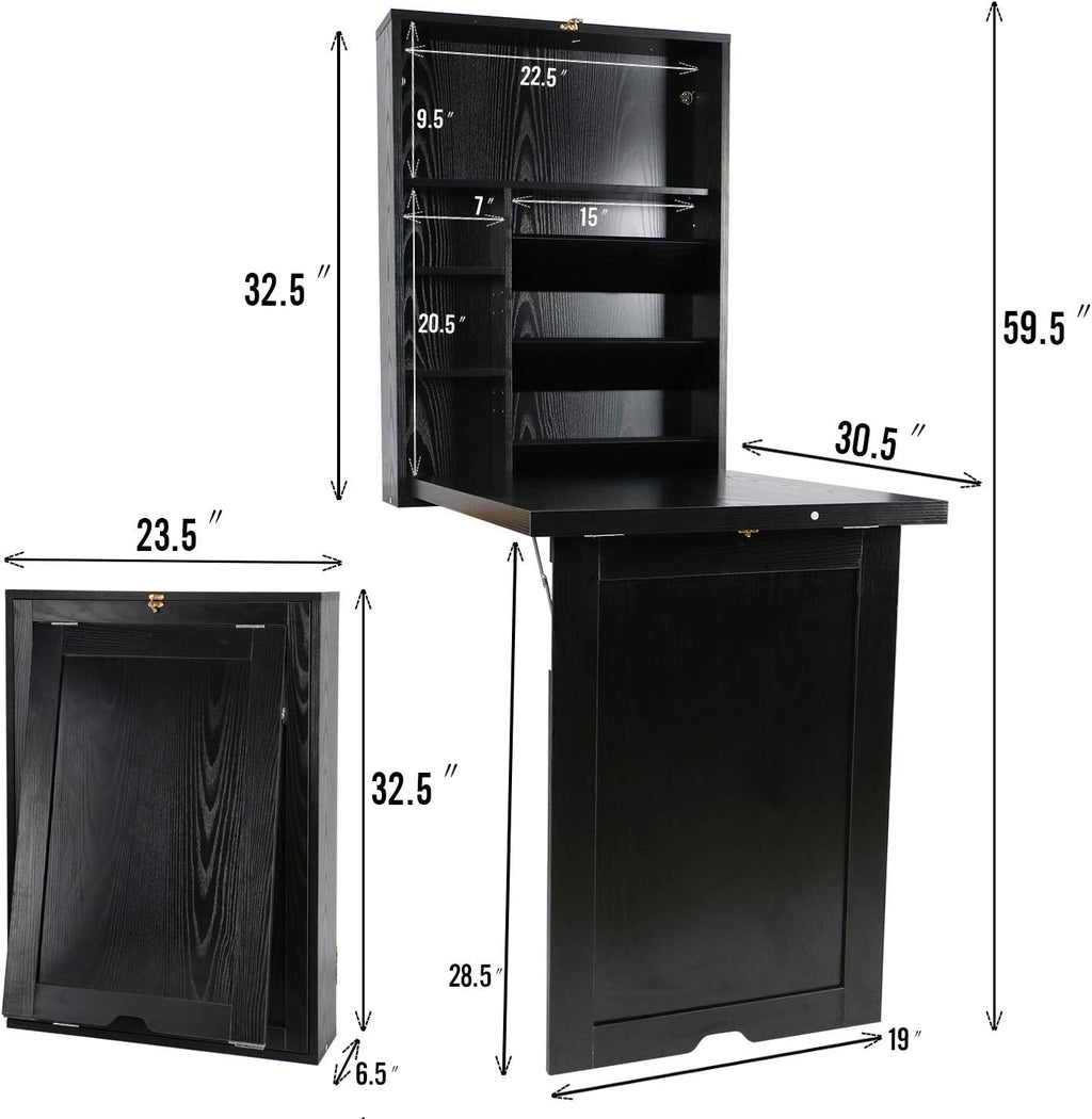 Wall Mount Fold Out Desk with Storage
