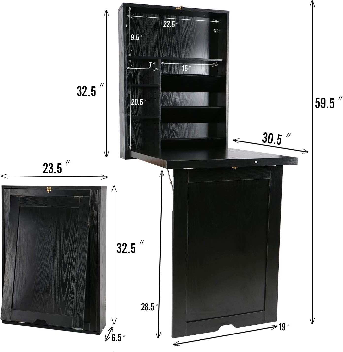 Wall Mount Fold Out Desk with Storage