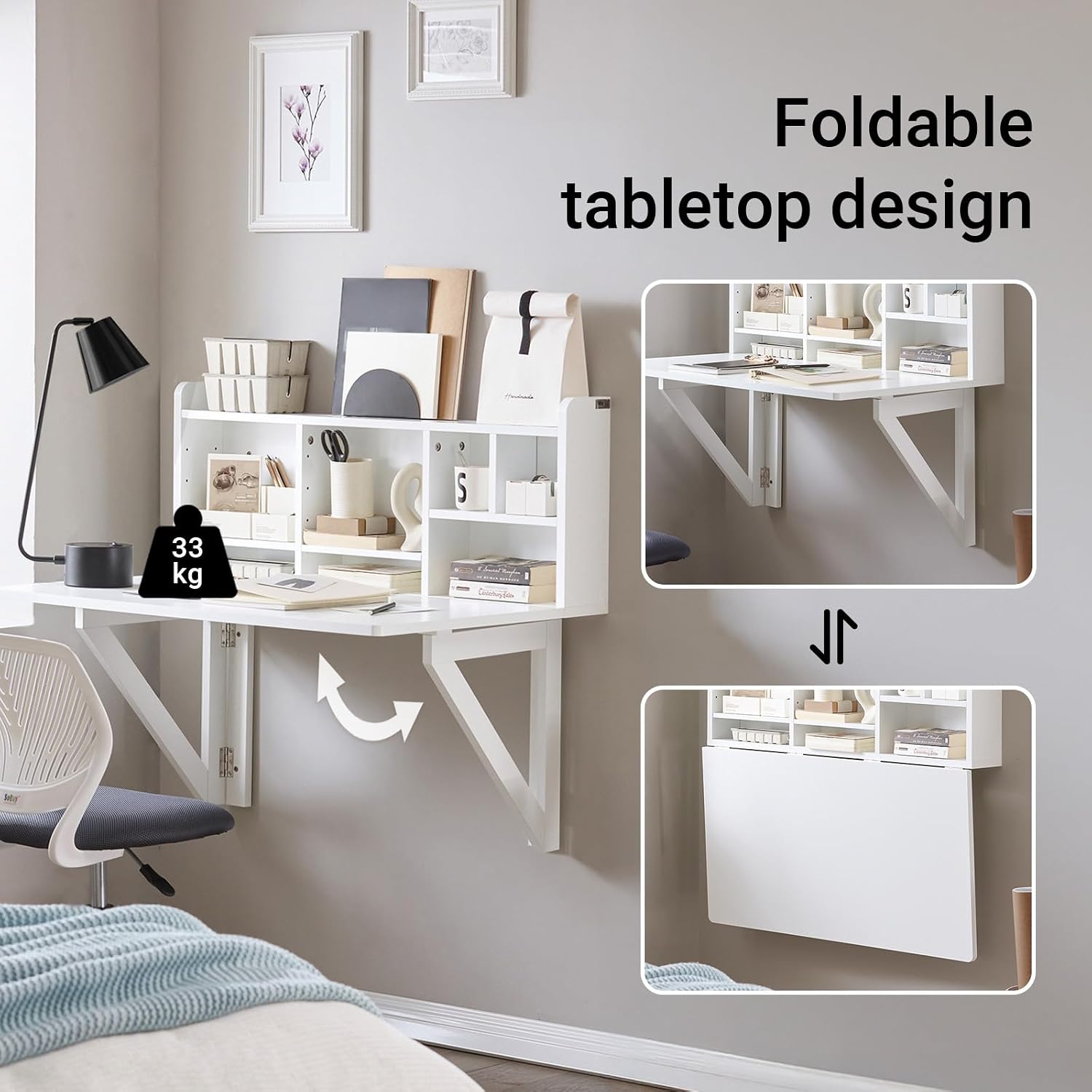 Wall Mount Drop-Leaf Desk White