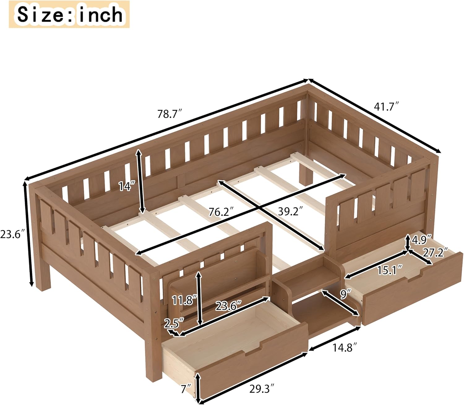 Twin Bed Stairs & Storage Natural