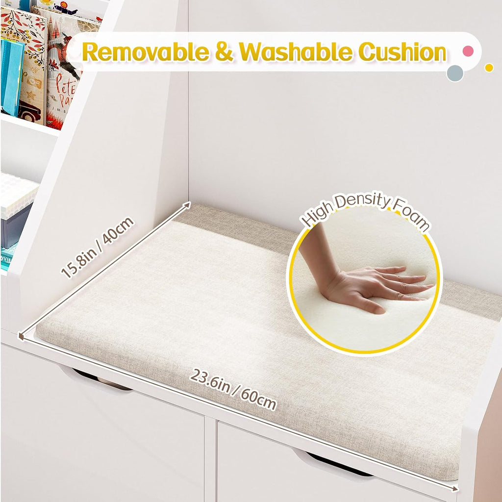 Kids Reading Nook Storage Bench White