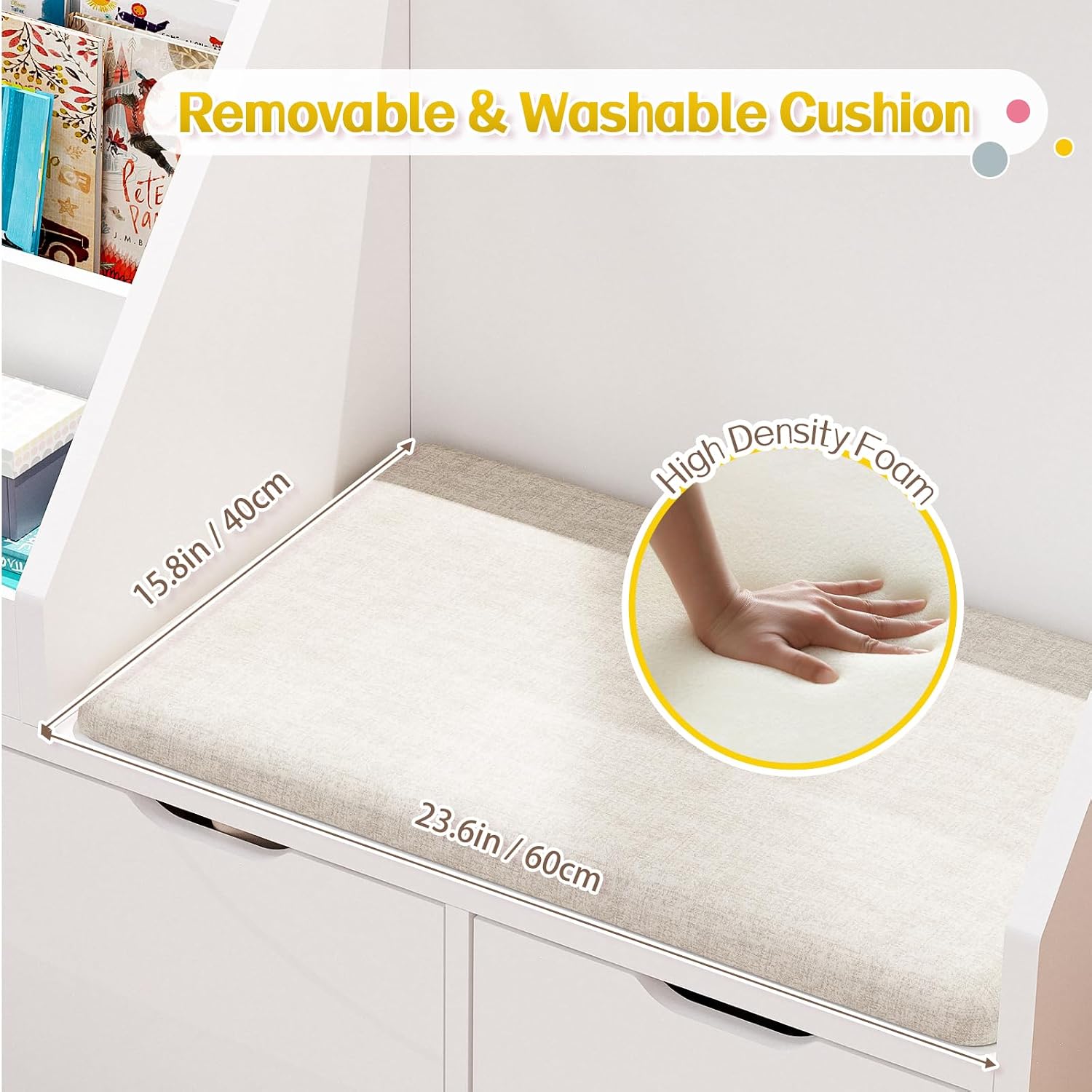 Kids Reading Nook Storage Bench White