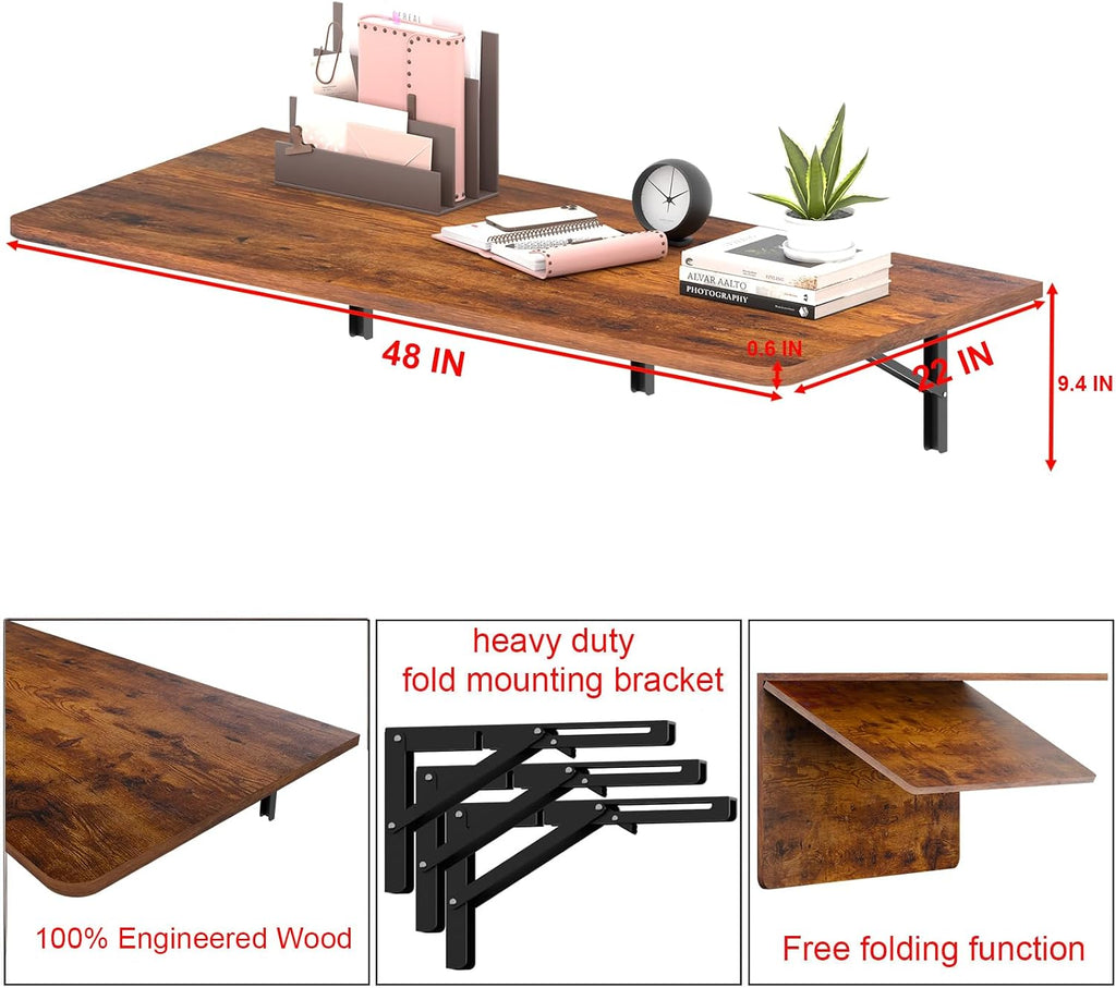 Wall Mount Fold Desk Rustic Finish