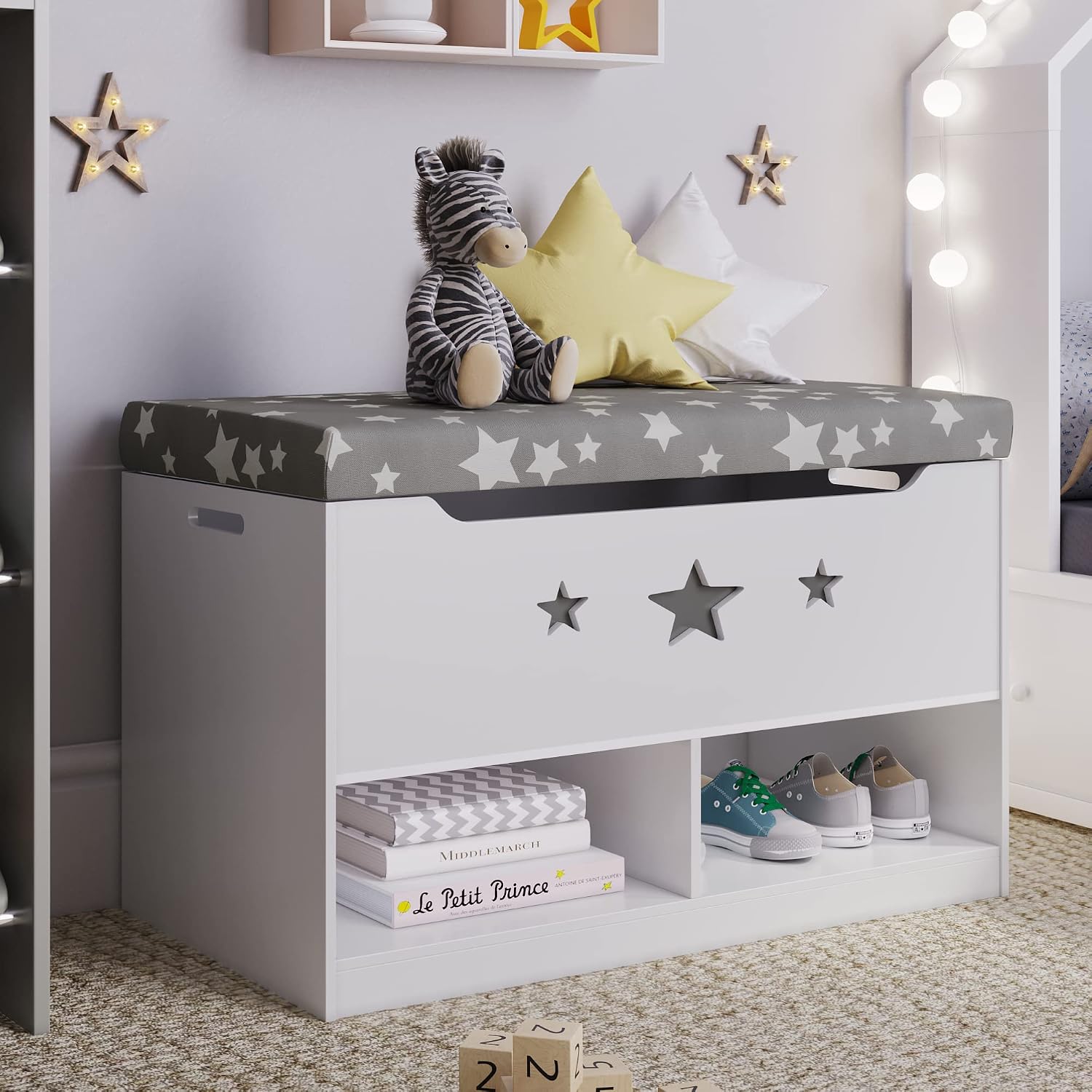 Kids Toy Storage Bench with Cushion