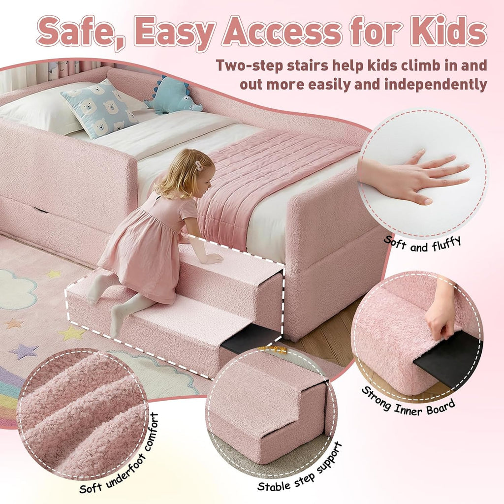 Kids Bed with Drawer Pink