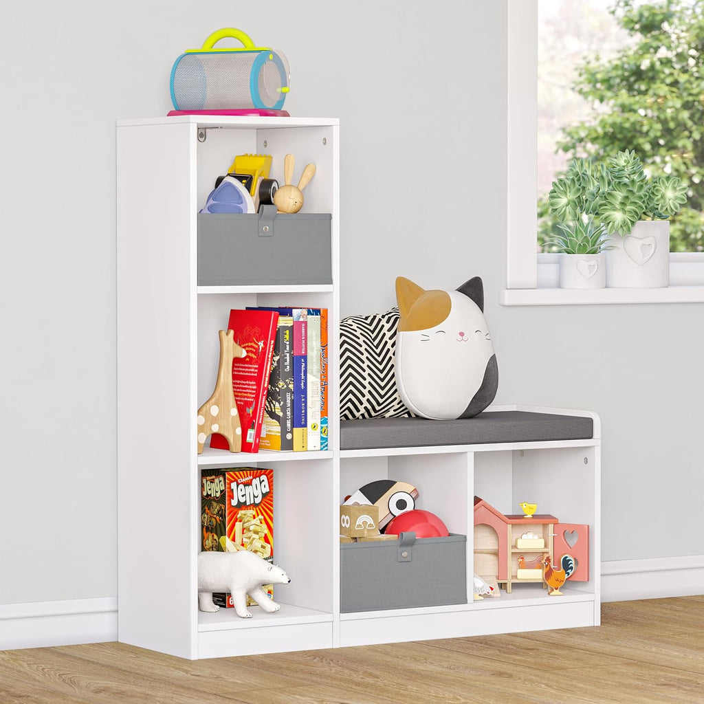 Kids Cubby Reading Bench with Cushion