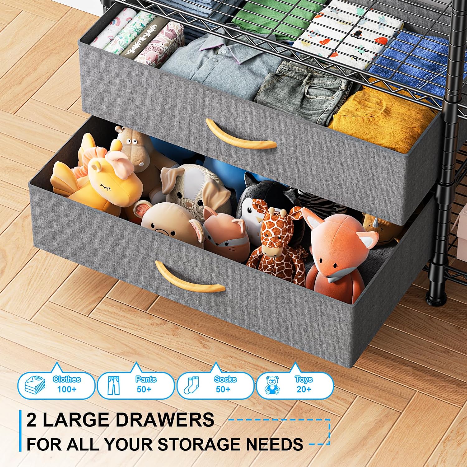 Garment Rack with Fabric Drawers Black