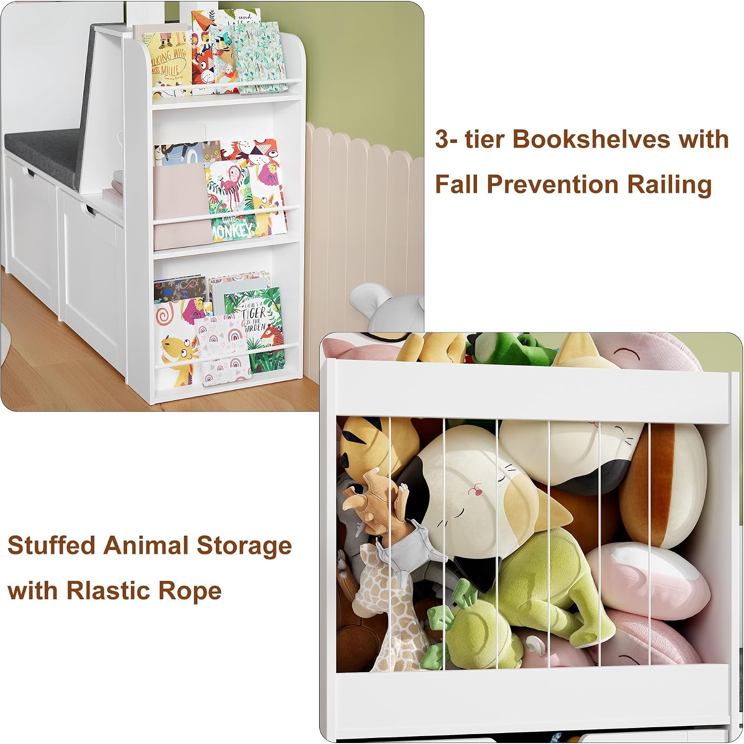 Kids Reading Nook Storage Bench White
