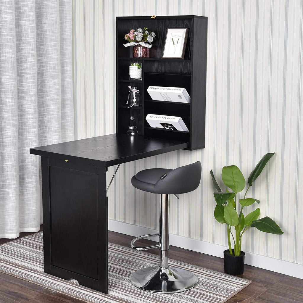 Wall Mount Fold Out Desk with Storage