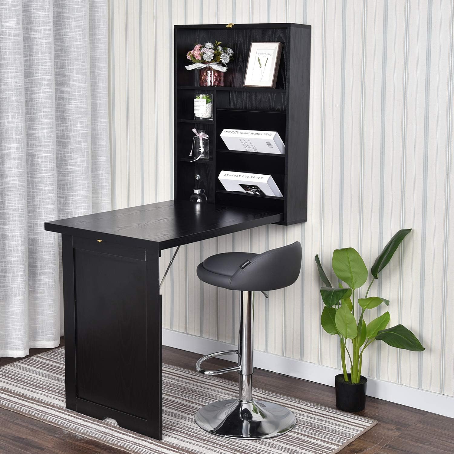 Wall Mount Fold Out Desk with Storage