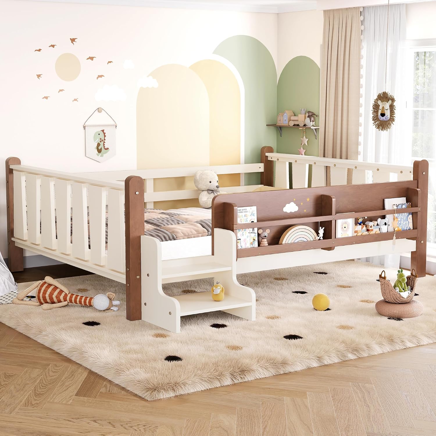 Montessori Kids Floor Bed with Rails