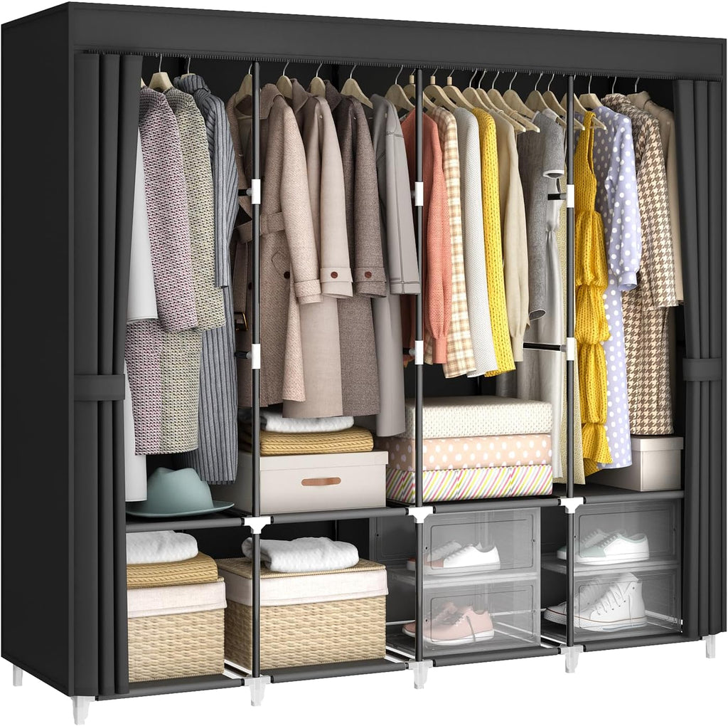 Portable Fabric Wardrobe Closet Black