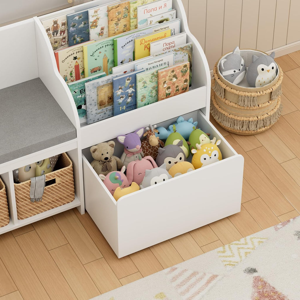 Kids Reading Nook with Wheel Storage Box