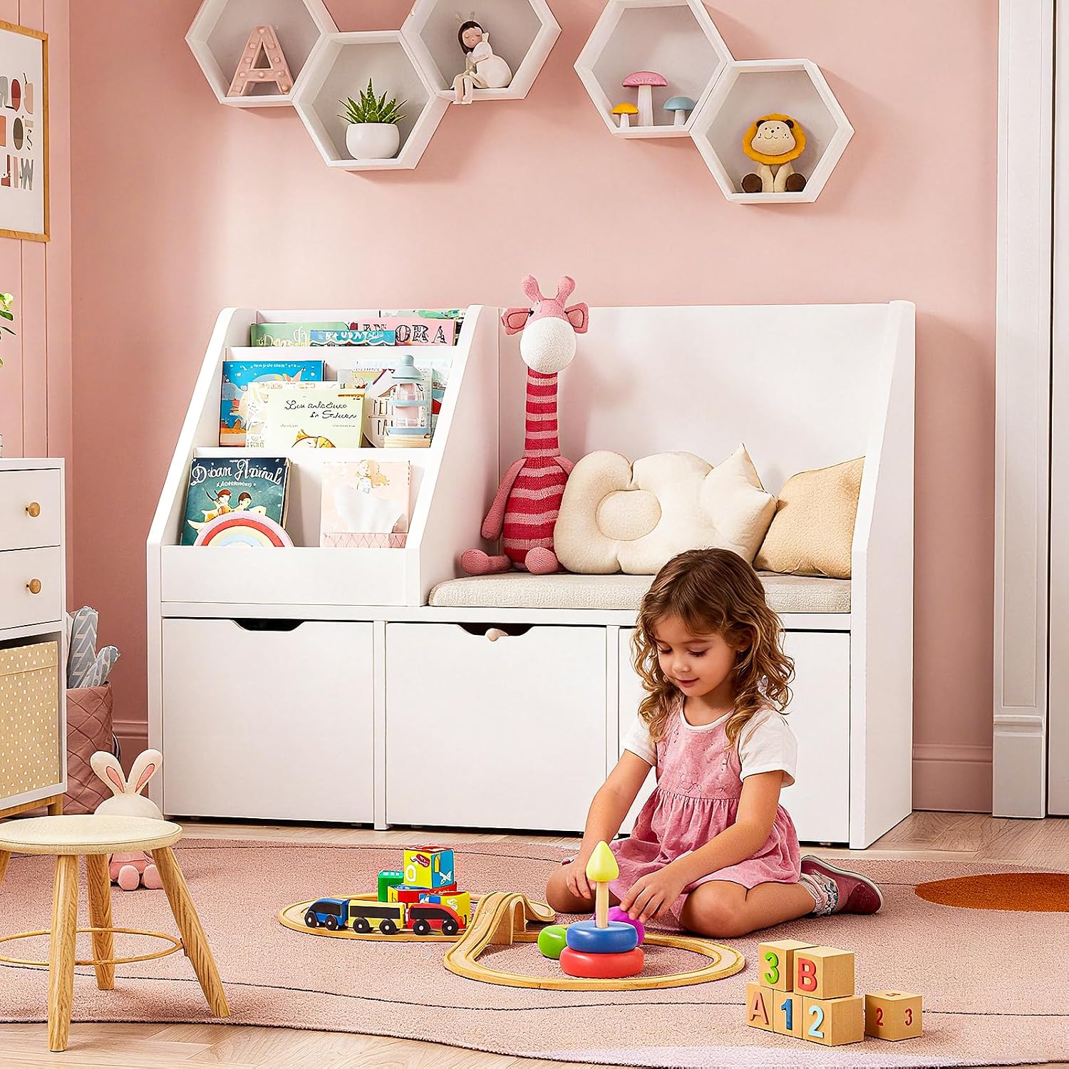 Kids Reading Nook Storage Bench White