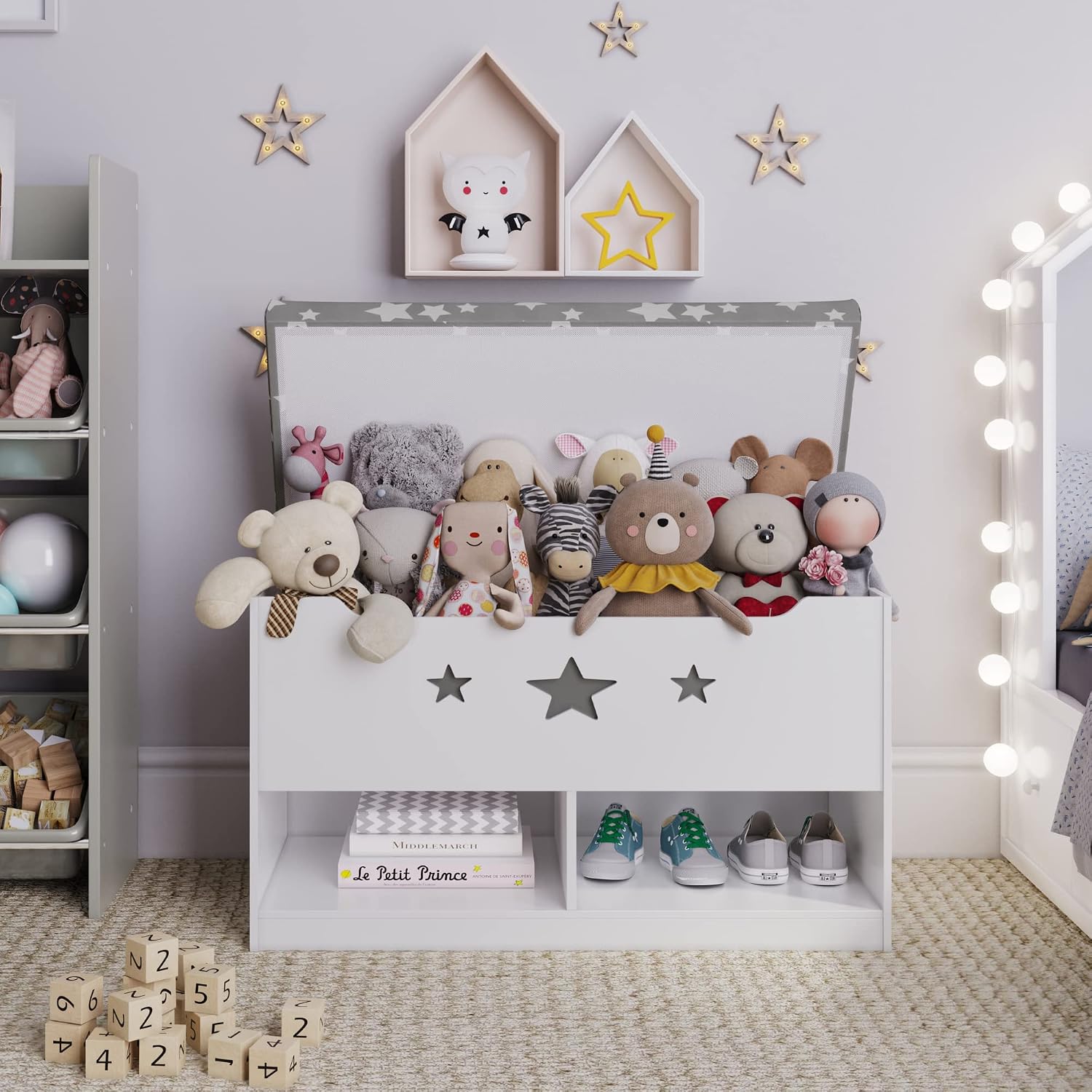 Kids Toy Storage Bench with Cushion