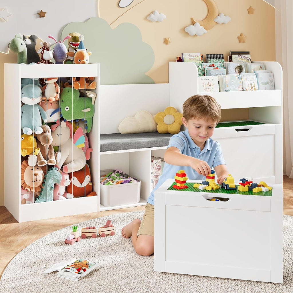 Kids Reading Nook Storage Bench White