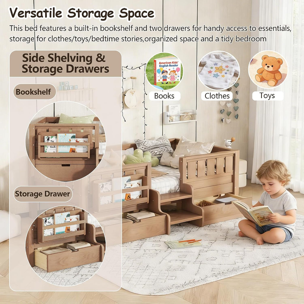 Twin Bed Stairs & Storage Natural