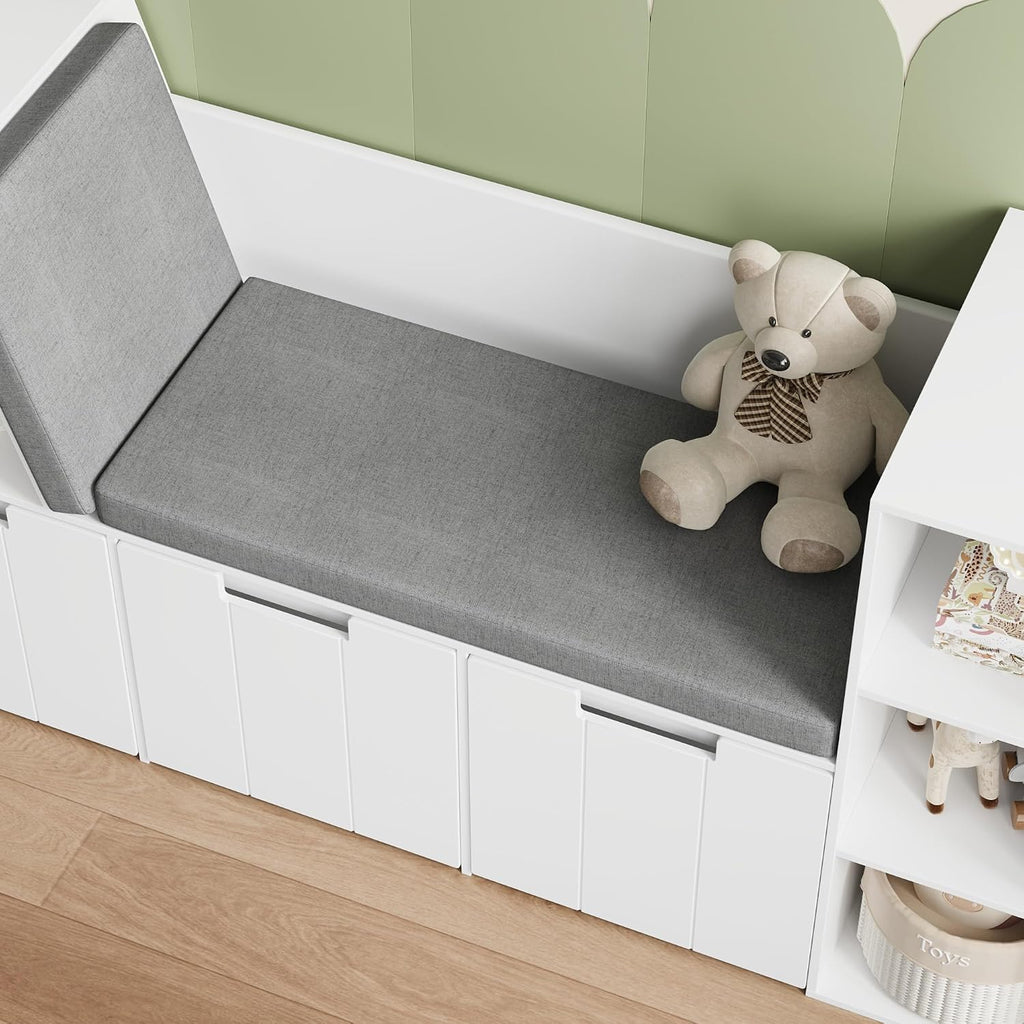 Kids Reading Nook Storage Bench White