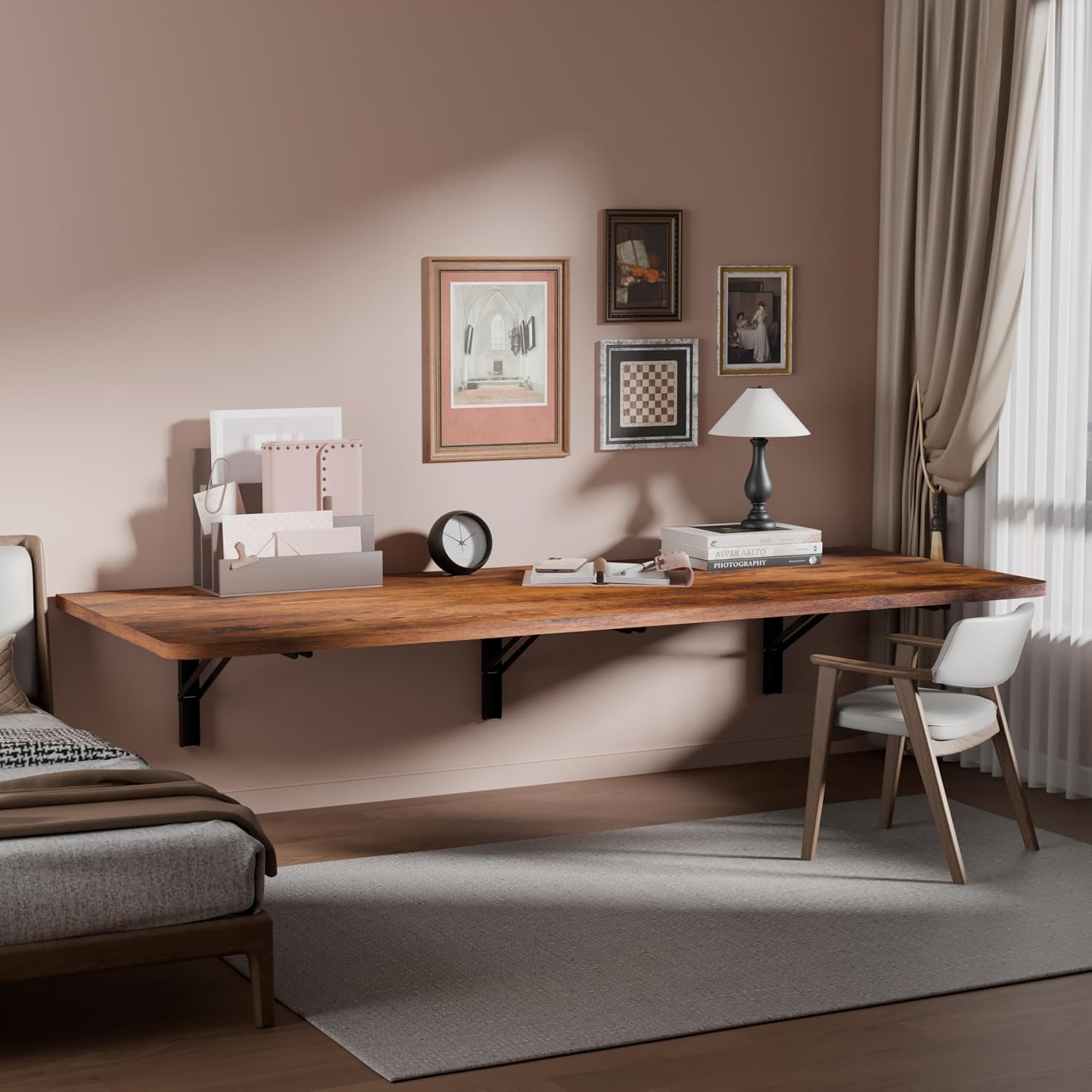Wall Mount Fold Desk Rustic Finish