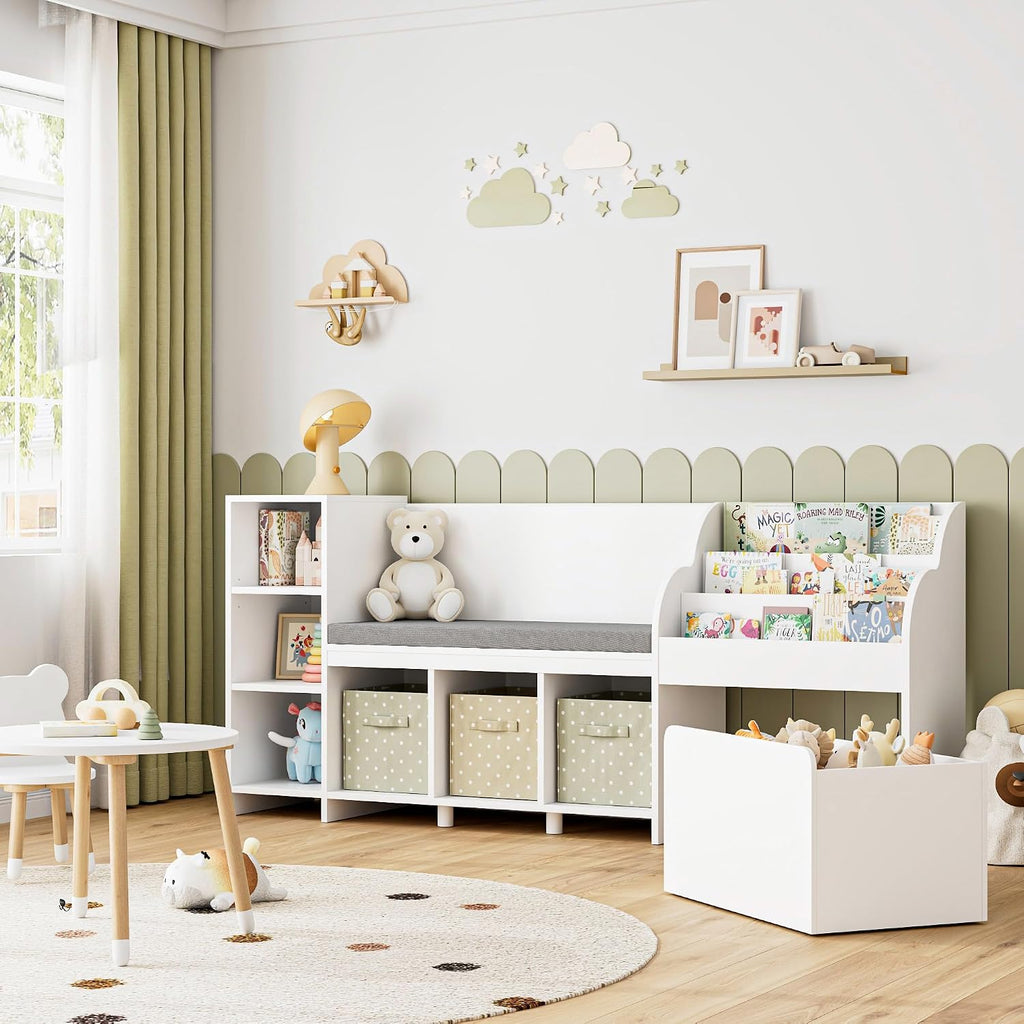 Kids Reading Nook with Wheel Storage Box
