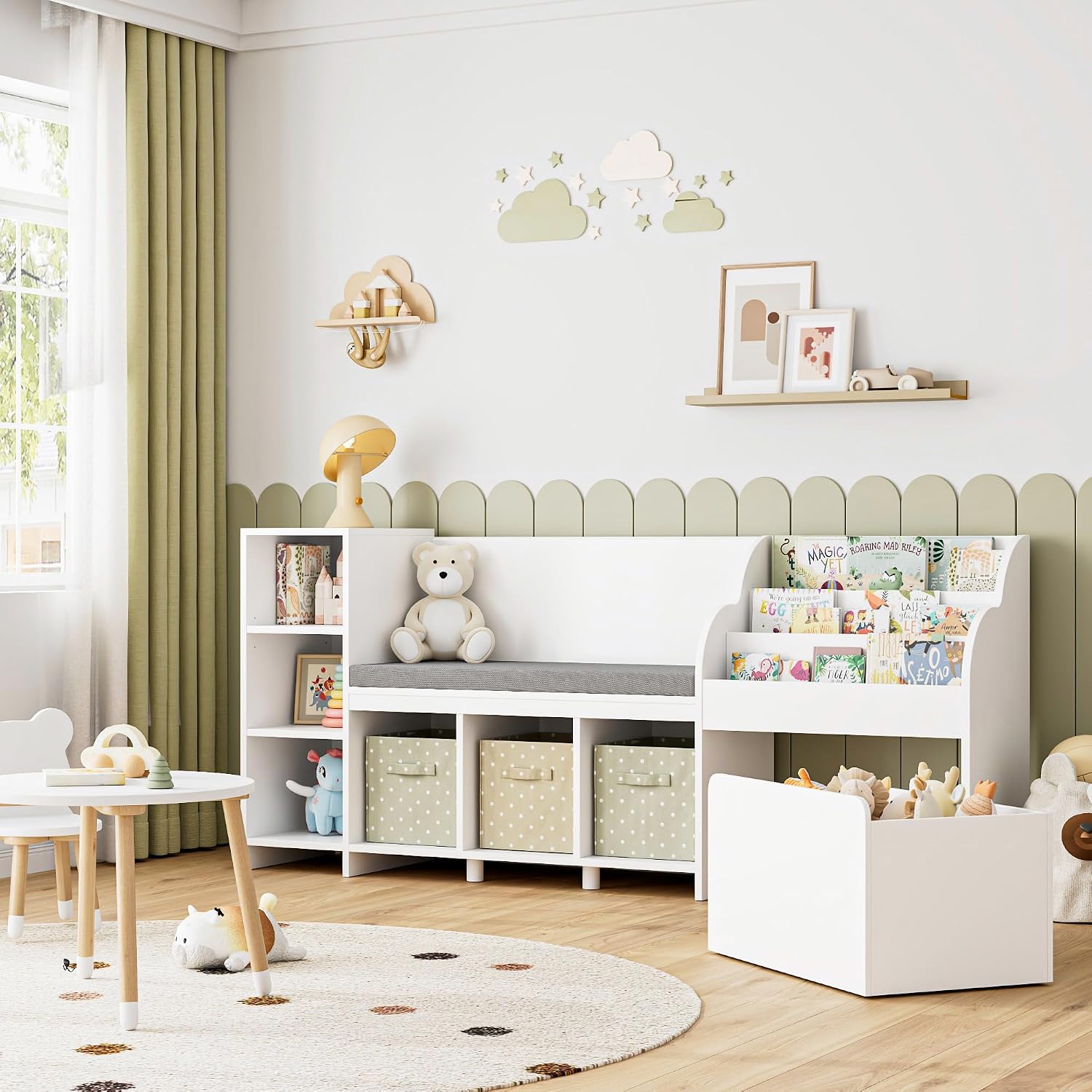 Kids Reading Nook with Wheel Storage Box