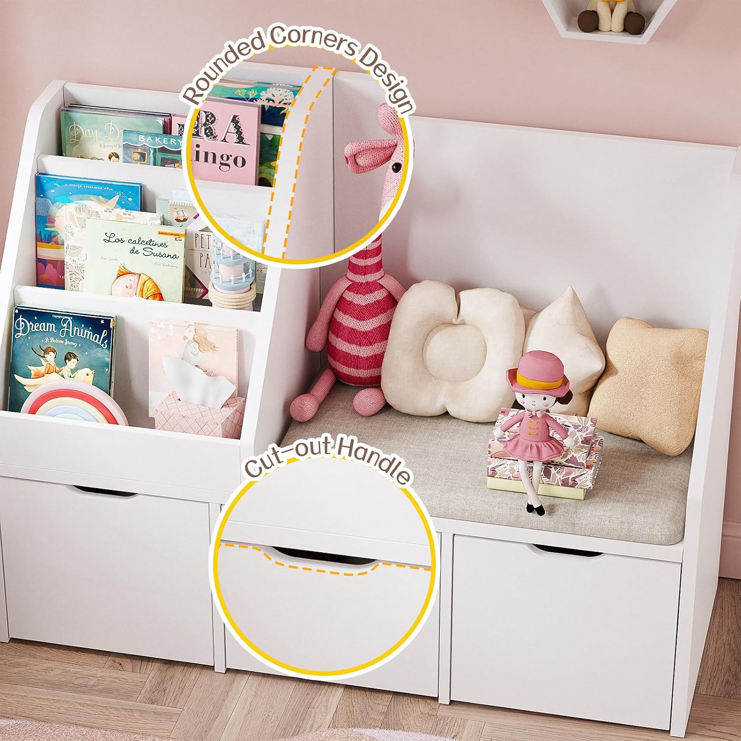 Kids Reading Nook Storage Bench White