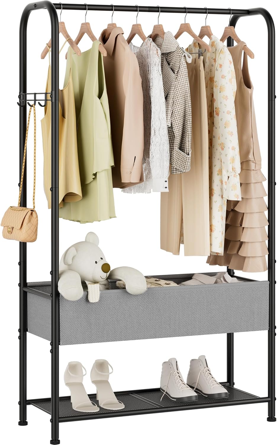 Metal Freestanding Garment Rack Black
